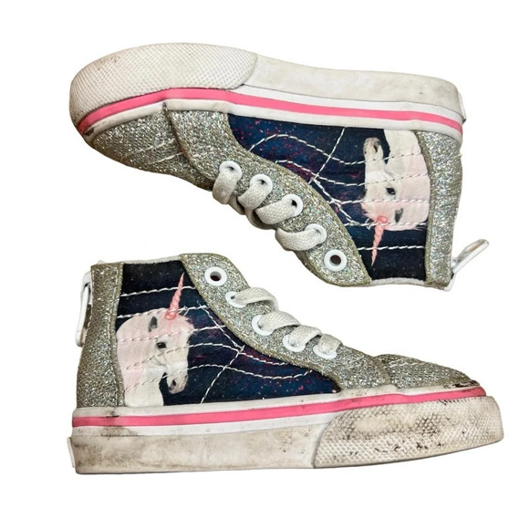 HP: VANS Digi Unicorn‎ Sk8-Hi Zip Glitter Girls Shoes - Toddler 4.0 - Picture 2 of 9